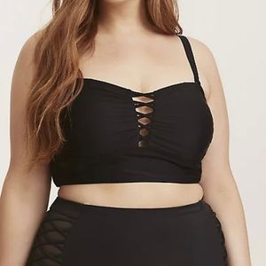 Torrid Black Lattice Front Wireless Bikini Top